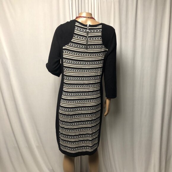Cato Sweater Dress Womens Size Large Black White Patterned Knit Knee Length - Picture 4 of 8
